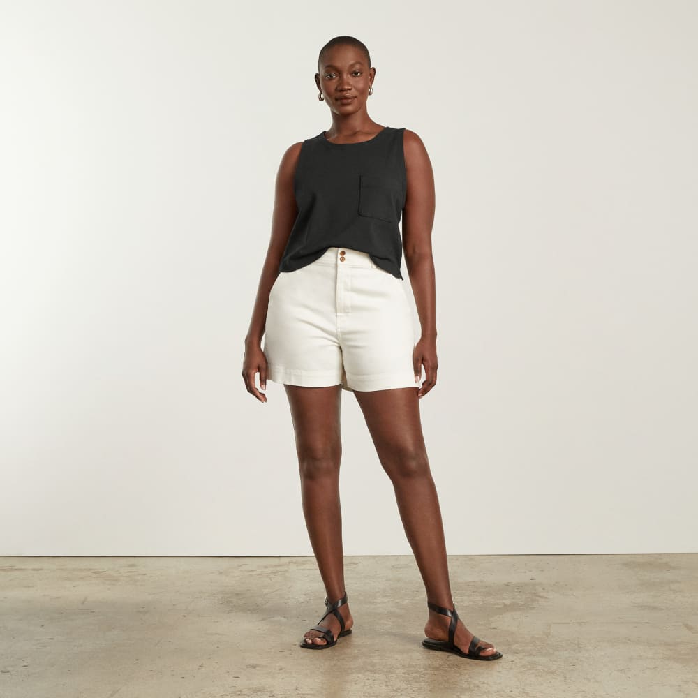 The Premium Weight Cropped Pocket Tank | Black