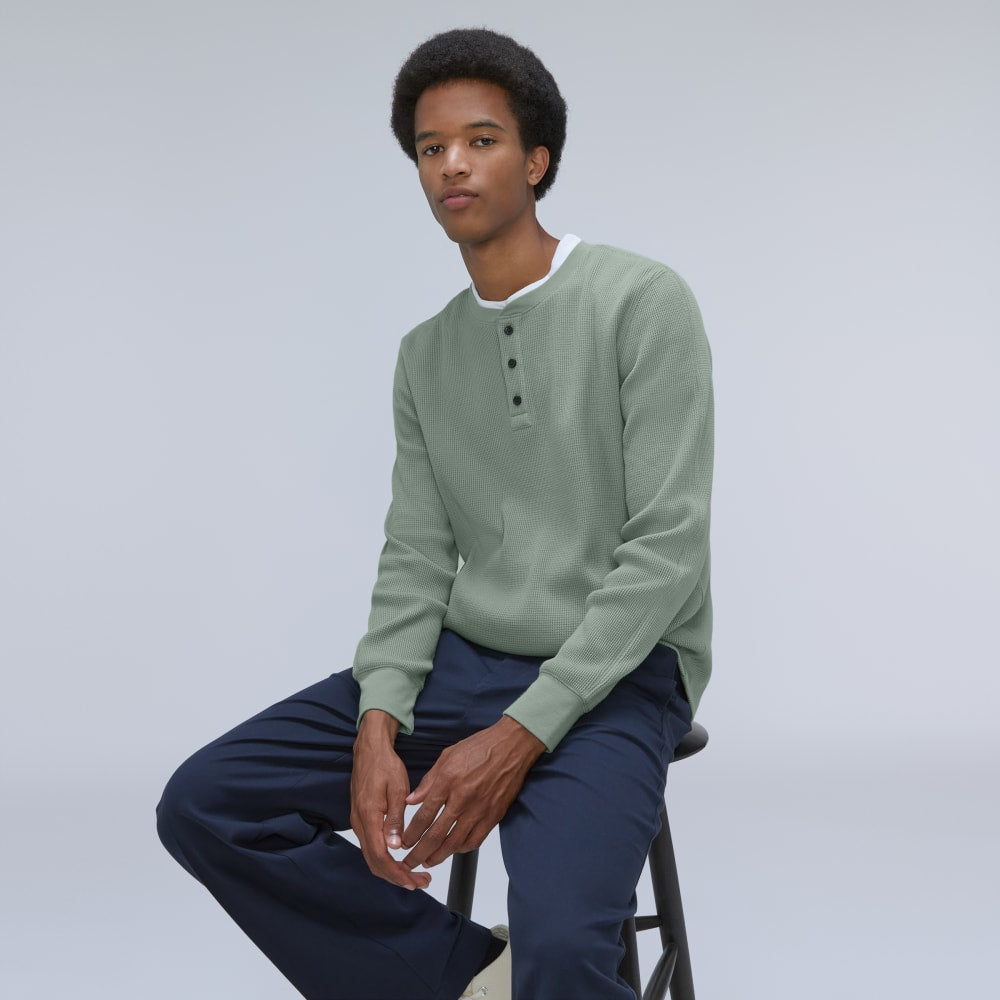 The Waffle Long-Sleeve Henley Tee | Lily Pad