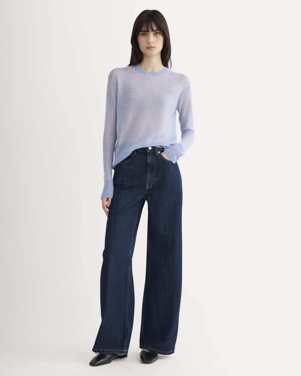 The Air Alpaca™ Relaxed Crew Top | Soft Blue