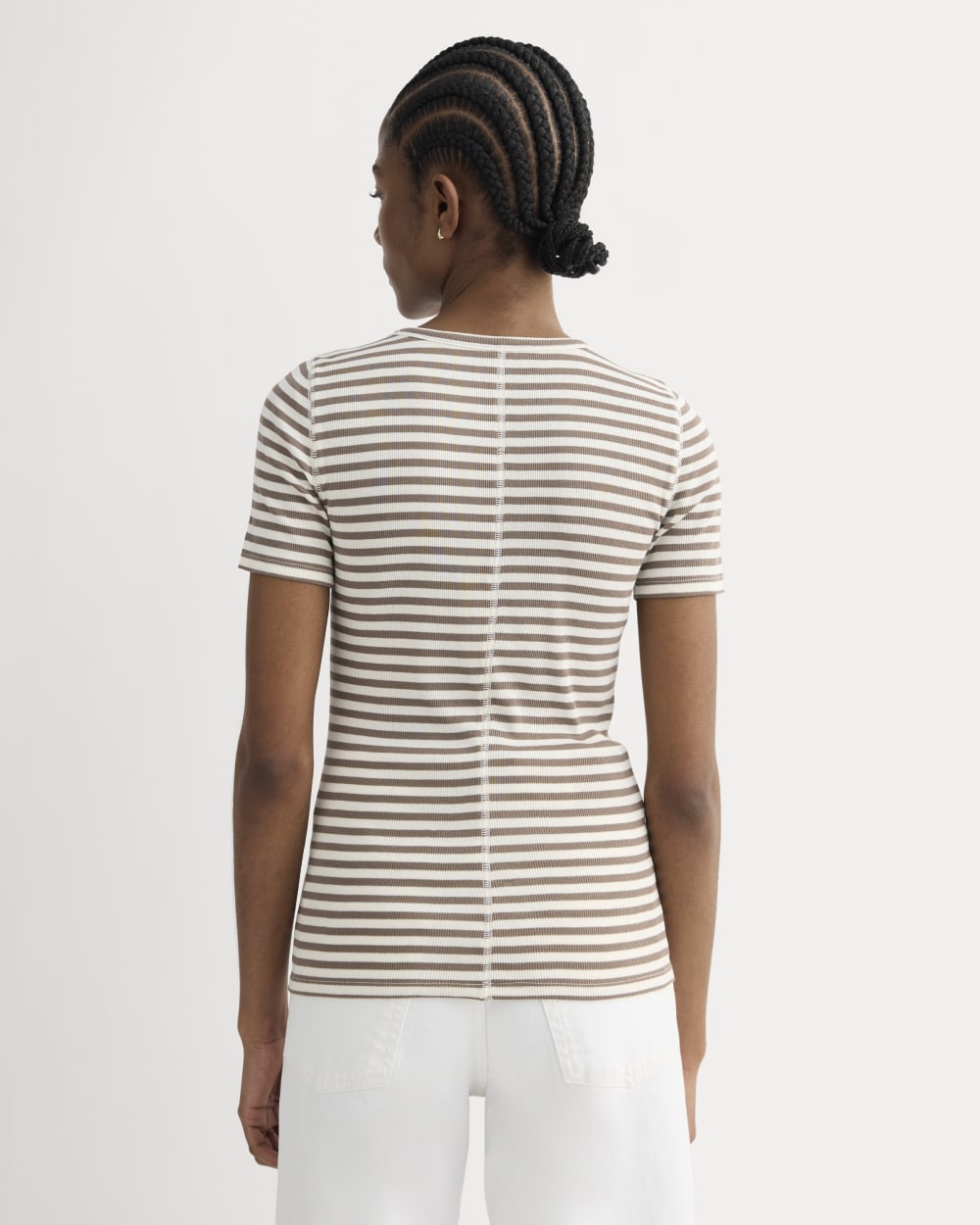 The Luxe Rib Crew | Bone / Deep Taupe