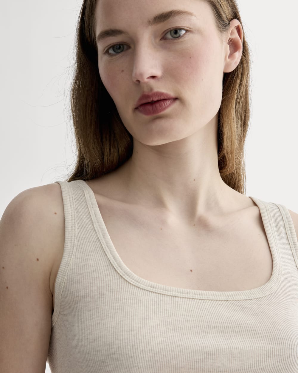 The Luxe Rib Square-Neck Tank | Heathered Oat