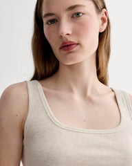 The Luxe Rib Square-Neck Tank | Heathered Oat