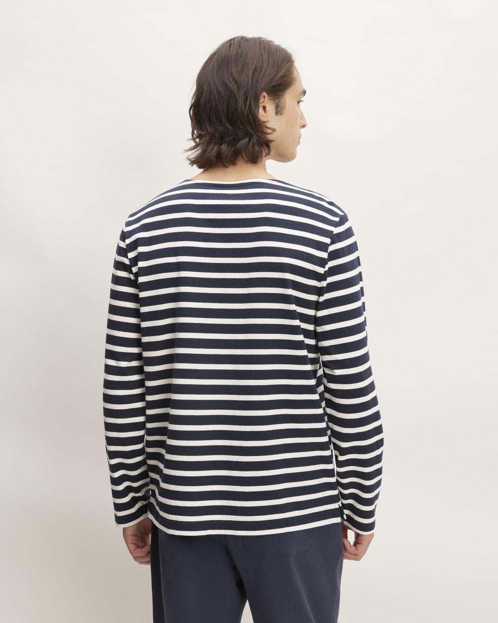 The Premium-Weight Long-Sleeve Mariner Tee |  Navy / Bone