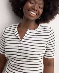 The Vintage Rib Henley | Bone / Black