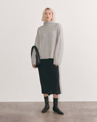 The Fisherman Turtleneck in Wool Cashmere | Light Heather Grey