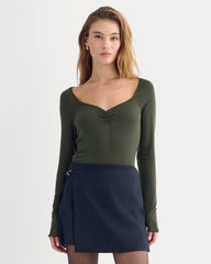Sweetheart-Neck Top in Butterluxe | Dark Green