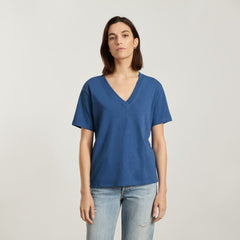The Vintage V-Neck Hemp Tee | Deep Blue