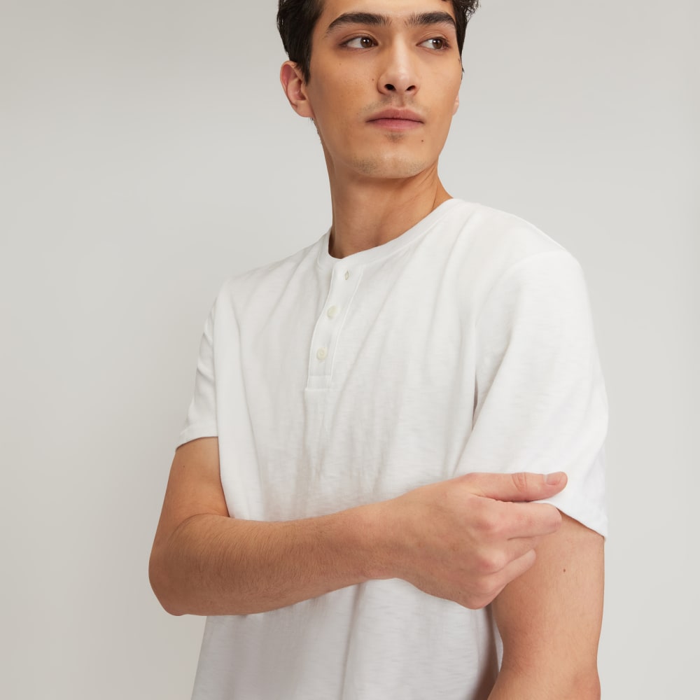 The Cotton Slub Henley | White