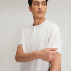 The Cotton Slub Henley | White