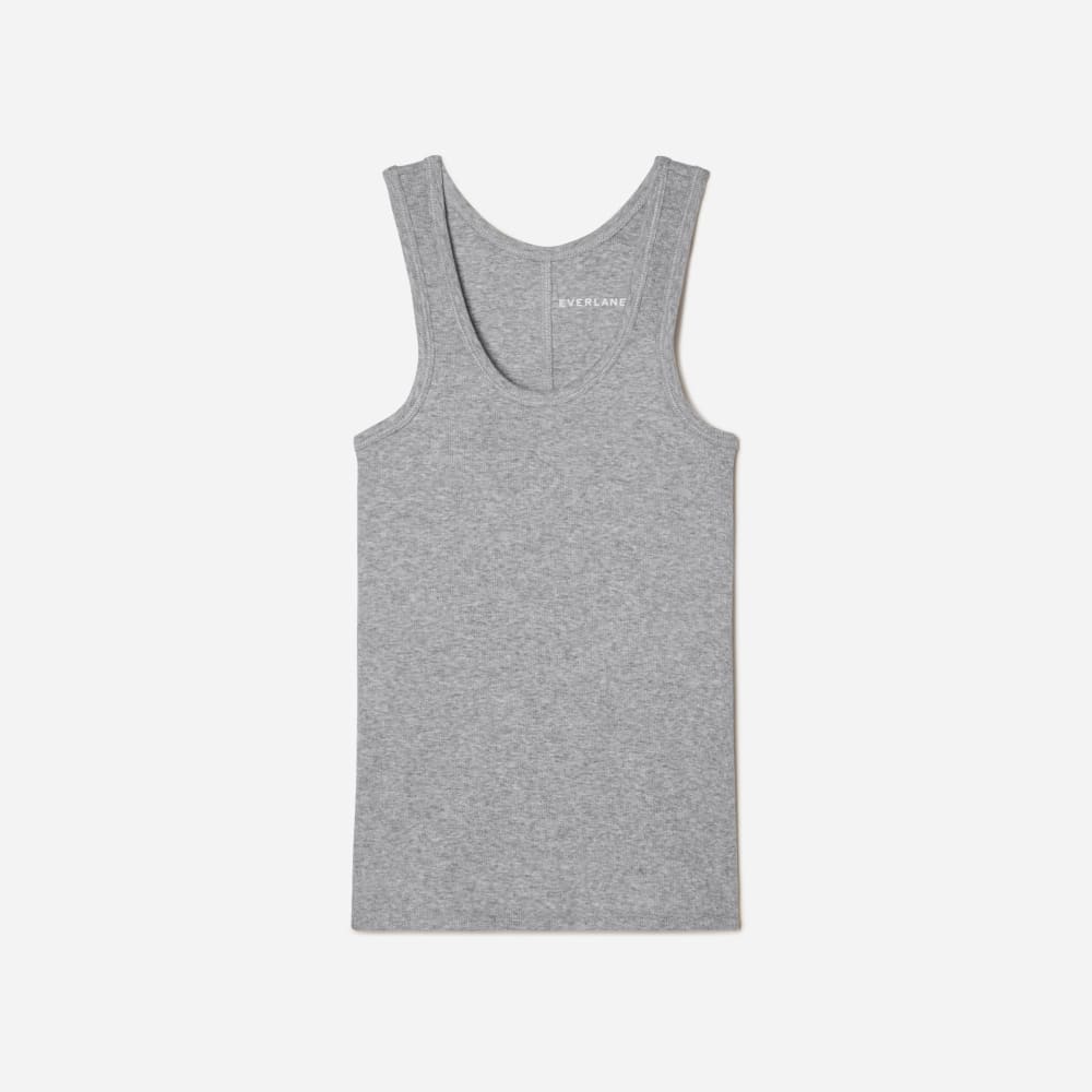 The Pima Micro-Rib U-neck Tank |  Heathered Grey