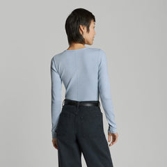 The Pima Micro-Rib Long-Sleeve Crew | Mist