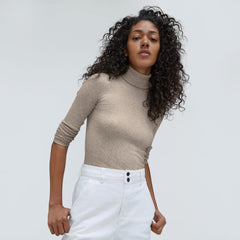 The Luxe Rib Turtleneck | Heathered Meringue