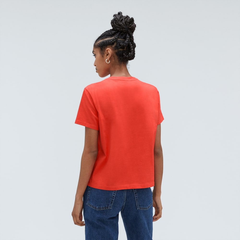 The Box-Cut Tee in Essential Cotton | Red Orange | No Pocket