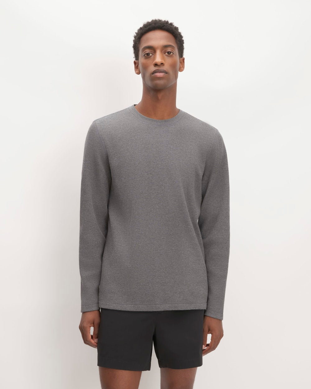 The Waffle Long-Sleeve Crew | Heathered Charcoal