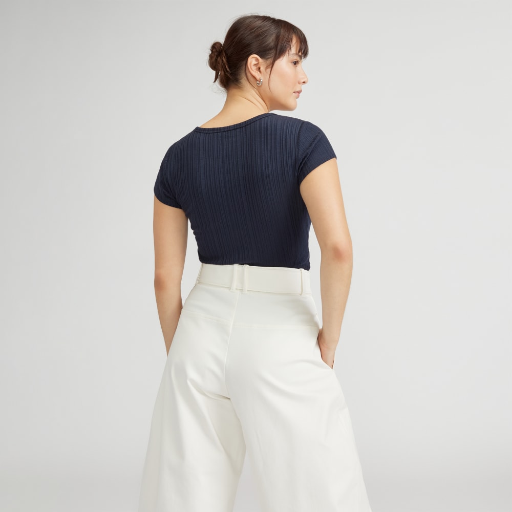 The Rib Soft Knit Scoop-Neck Tee | Navy