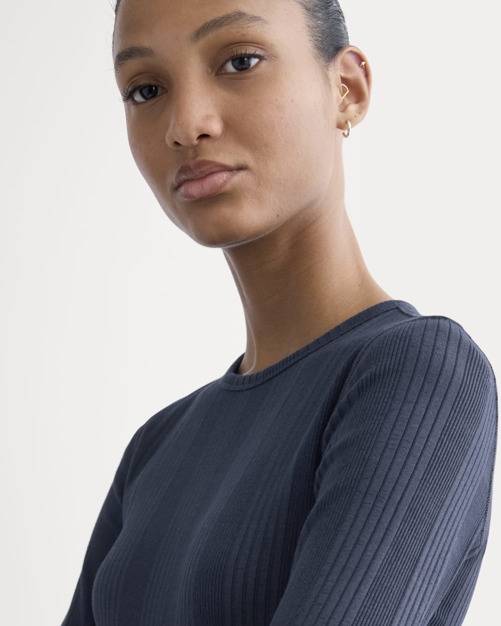 Lounge Rib Cropped Shirt | Navy