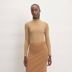 The Supima® Form Funnel Neck Tee | Tiger's Eye