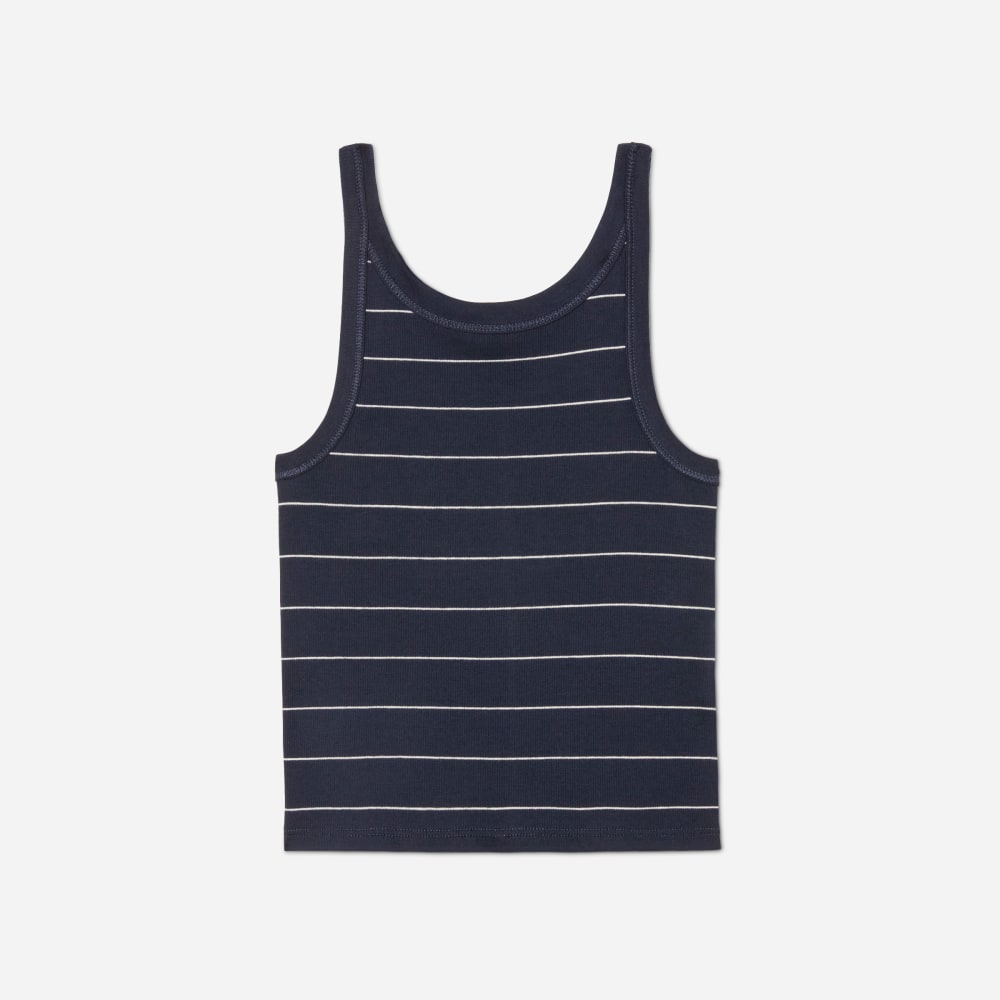 The Pima Micro-Rib Short Tank |  Navy / White