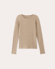 The Luxe Rib Long-Sleeve Crew | Heathered Tan