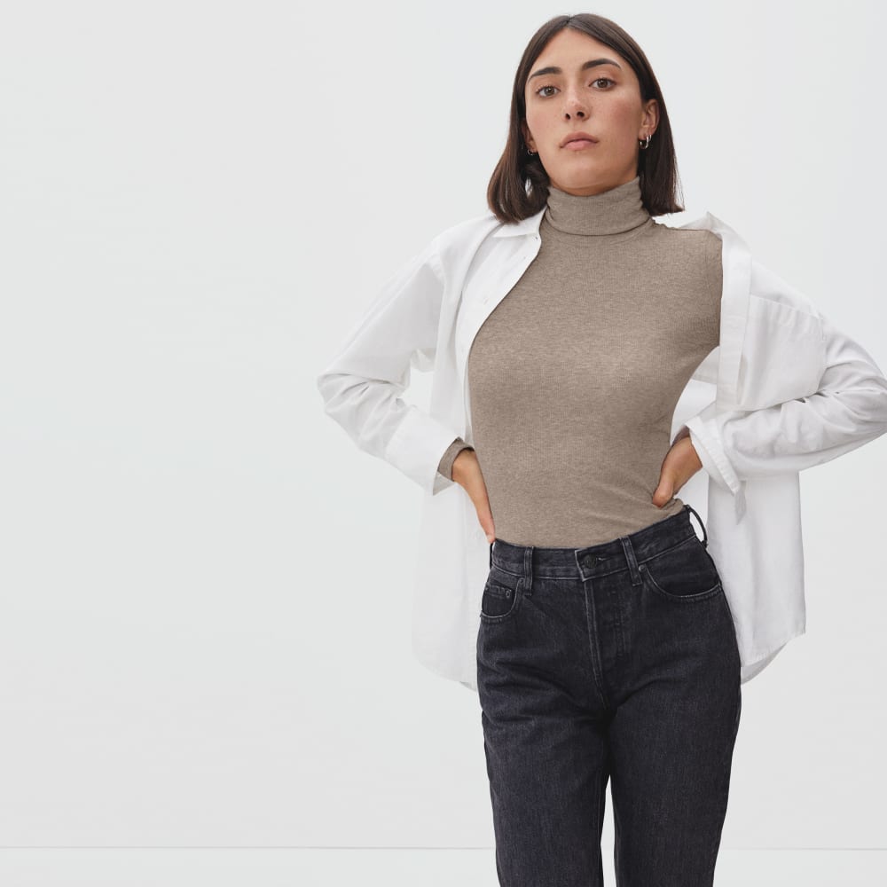 The Luxe Micro-Rib Turtleneck | Heathered Burnt Sugar