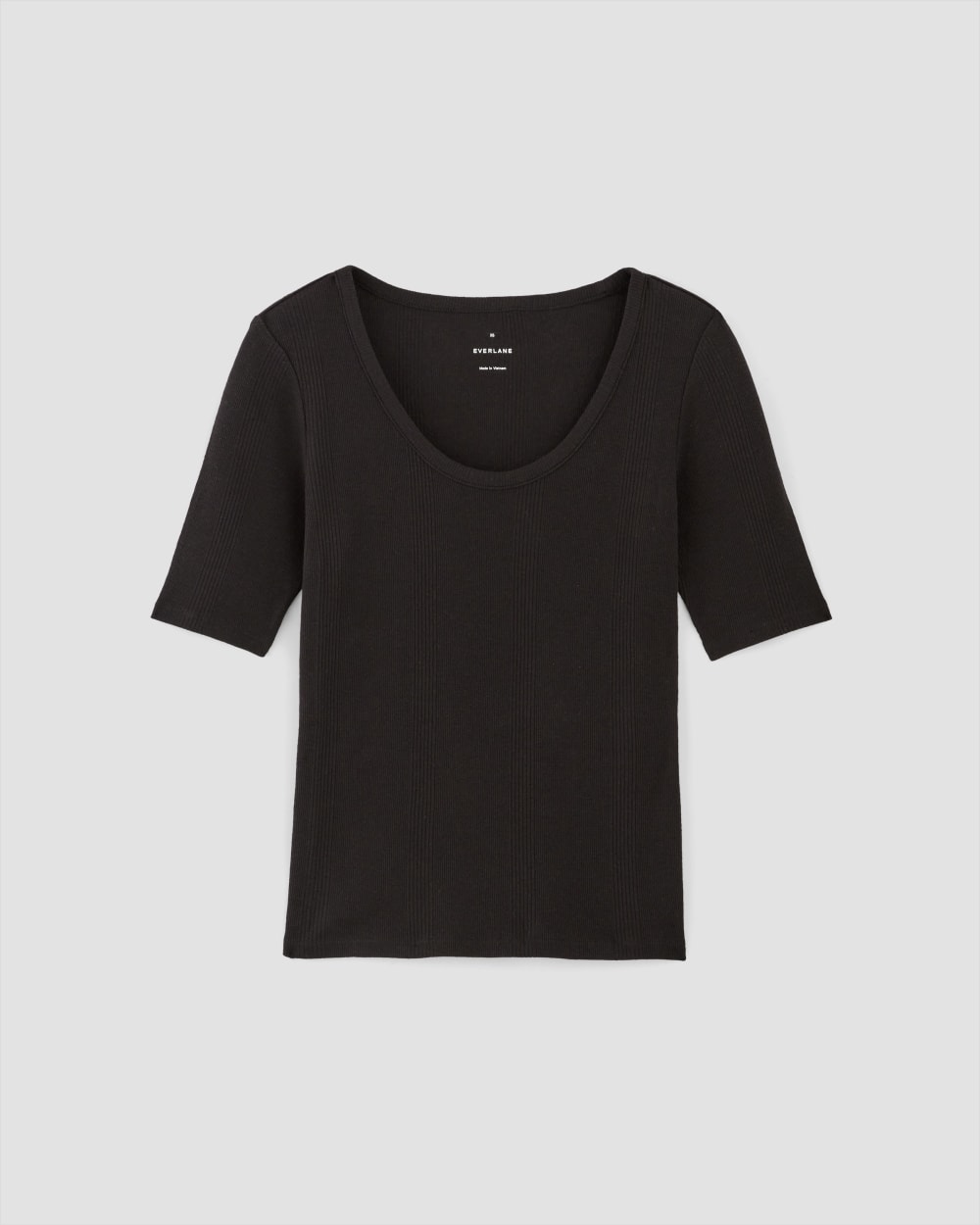 The Vintage Rib Scoop-Neck Top | Black