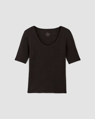 The Vintage Rib Scoop-Neck Top | Black