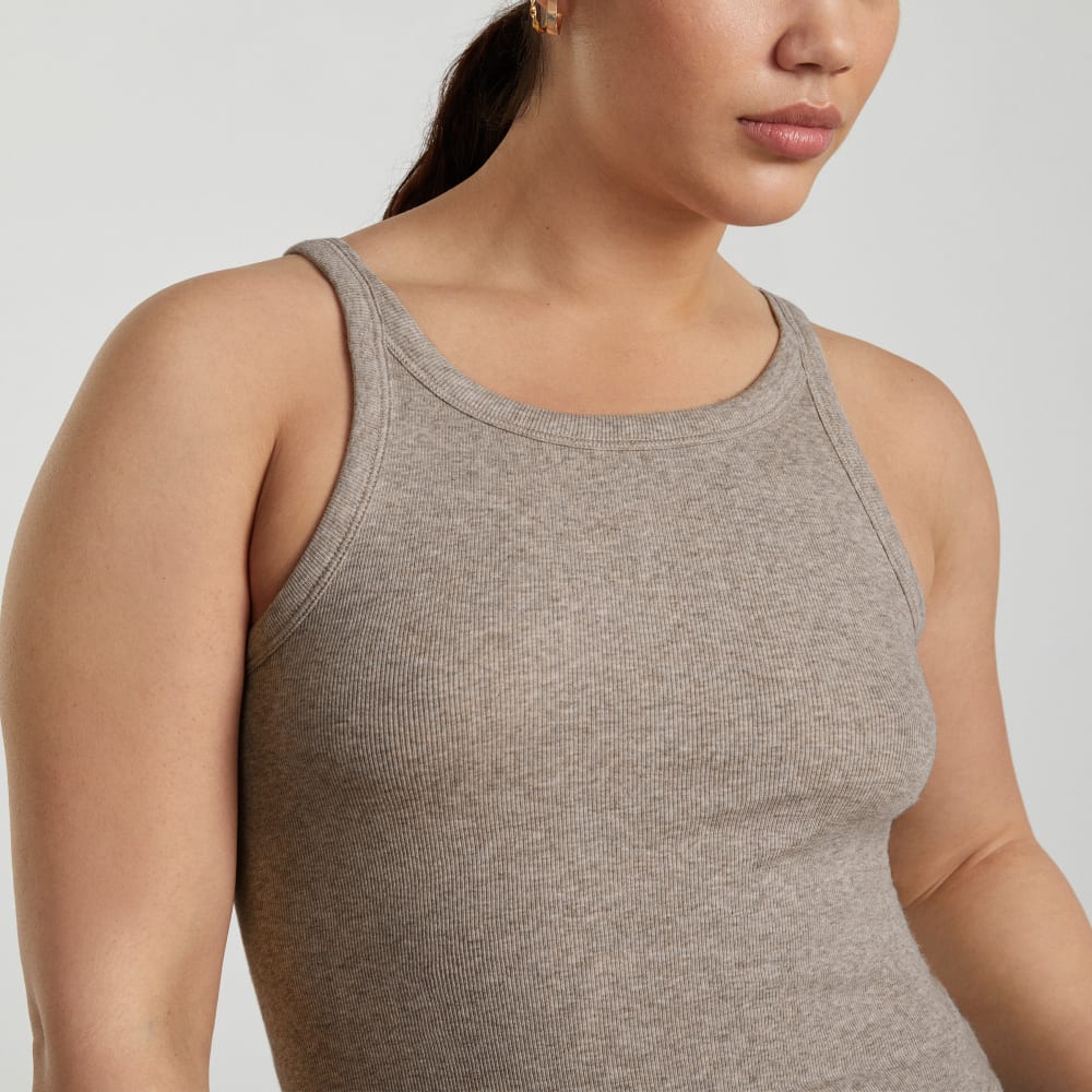 The Pima Micro-Rib Short Tank | Heathered Burnt Sugar