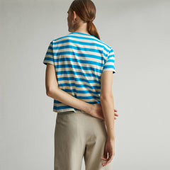 The Box-Cut Tee in Essential Cotton | Horizon Blue / Canvas Tan | No Pocket