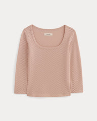 The Pointelle Scoop-Neck Top | Rose Smoke