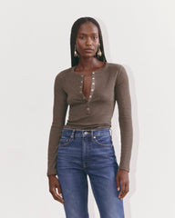 The Luxe Rib Henley | Heathered Fatigue