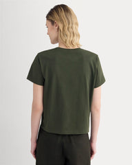 The Box-Cut Tee in Essential Cotton | Dark Green | Pocket