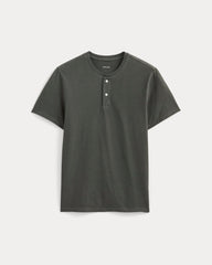 The Essential Organic Garment-Dyed Henley | Black