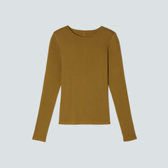 The Pima Micro-Rib Long-Sleeve Crew | Tapenade