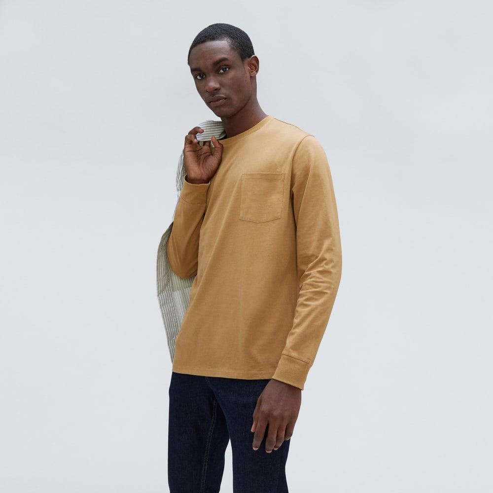 The Organic Cotton Long-Sleeve Pocket Tee | Dark Brown