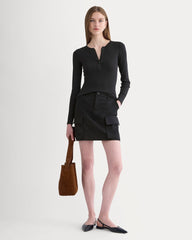 The Luxe Rib Henley | Black