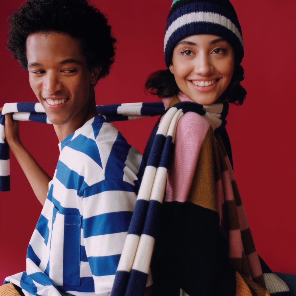 The Cashmere Scarf | Bright Navy / Bone