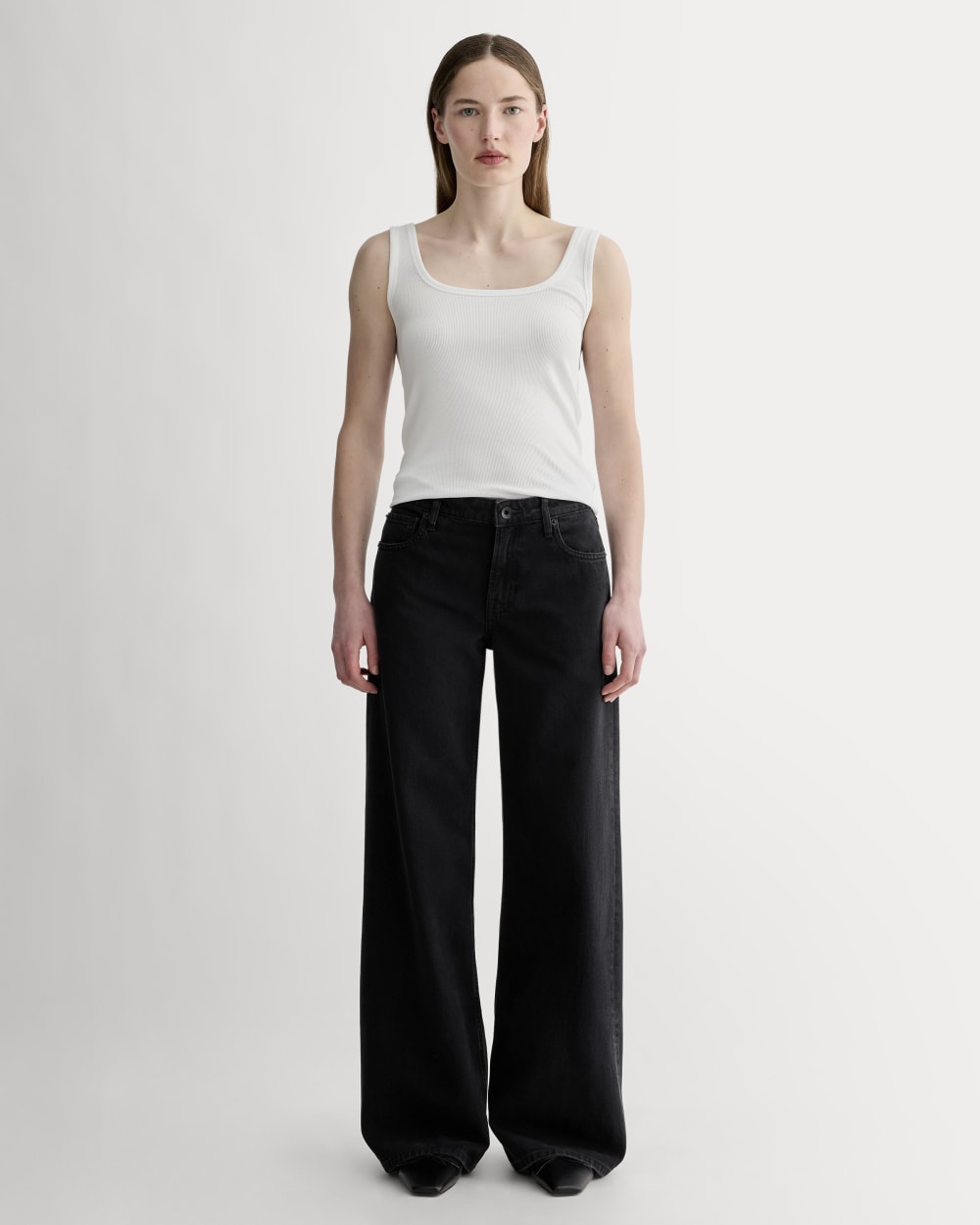 The Luxe Rib Square-Neck Tank | White