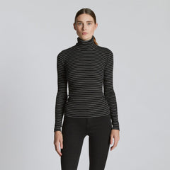 The Luxe Rib Turtleneck | Black / Canvas Tan
