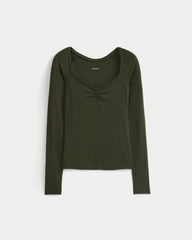 Sweetheart-Neck Top in Butterluxe | Dark Green