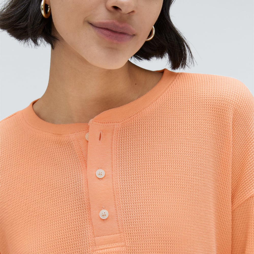 The Organic Cotton Waffle Henley | Orange Chiffon