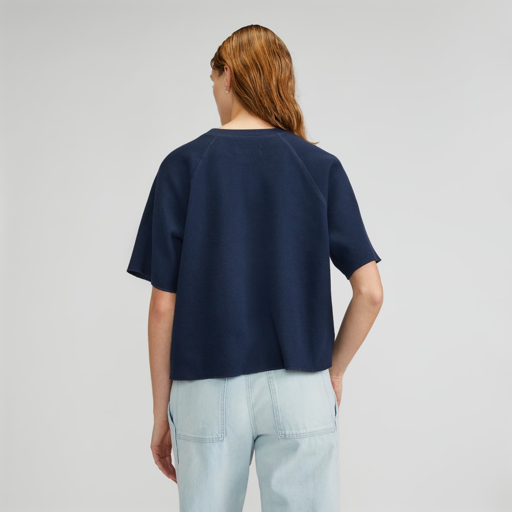 The Organic Cotton Waffle Raglan Tee | Navy