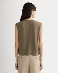 The Muscle Tee in Cotton Linen | Deep Taupe