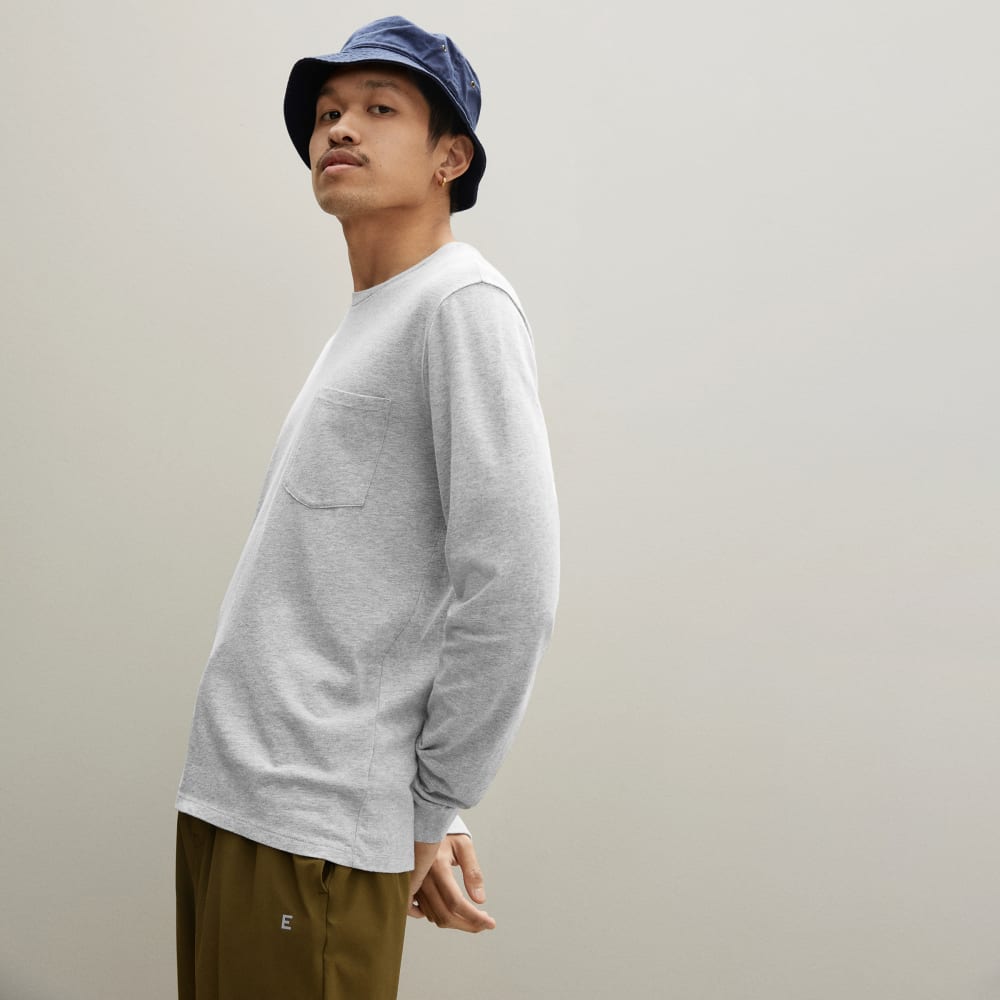 The Organic Cotton Long-Sleeve Pocket Tee |  Heathered Grey