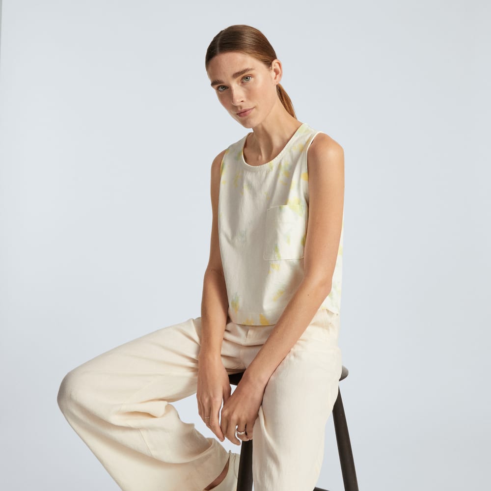 The Premium Weight Cropped Pocket Tank | Seafoam Tie Dye