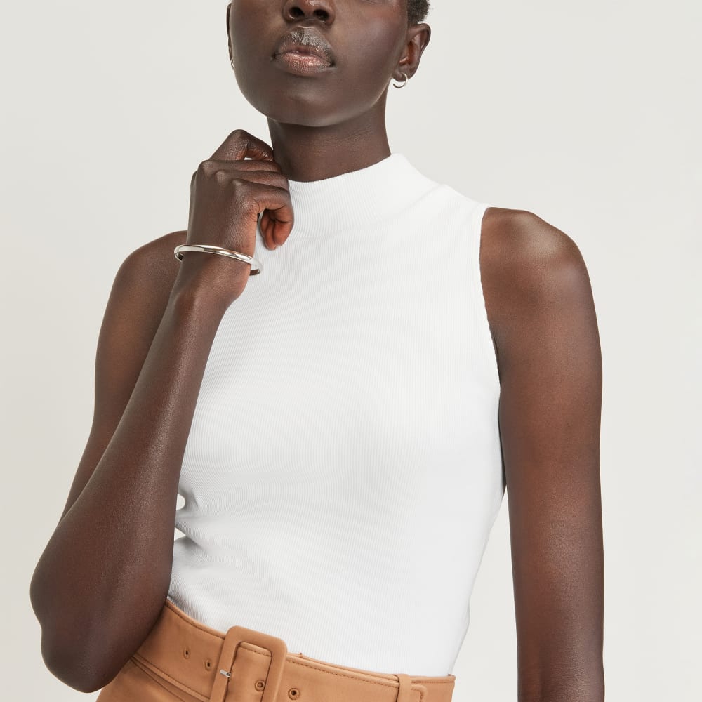 The Ribbed Mockneck Tank | White