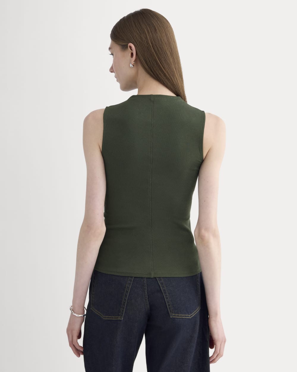 The Luxe Rib Funnel-Neck Tank | Dark Forest