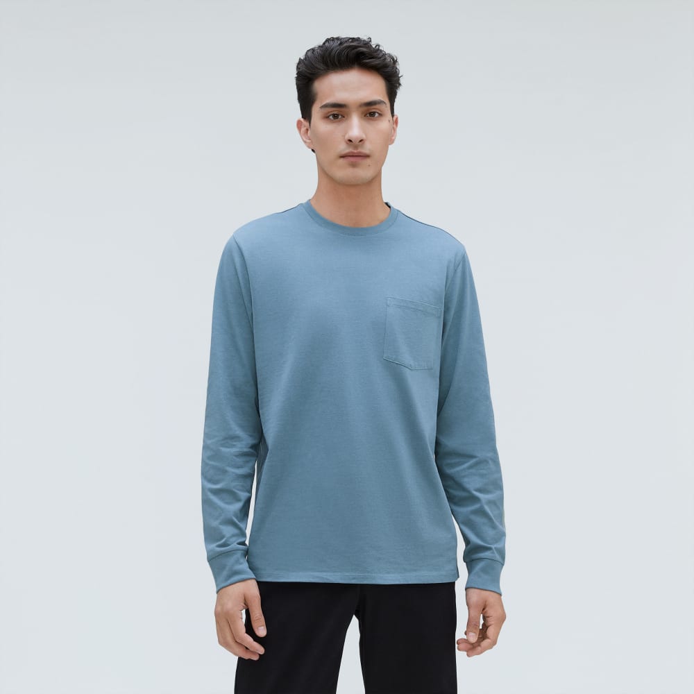 The Organic Cotton Long-Sleeve Pocket Tee | Greyish Blue