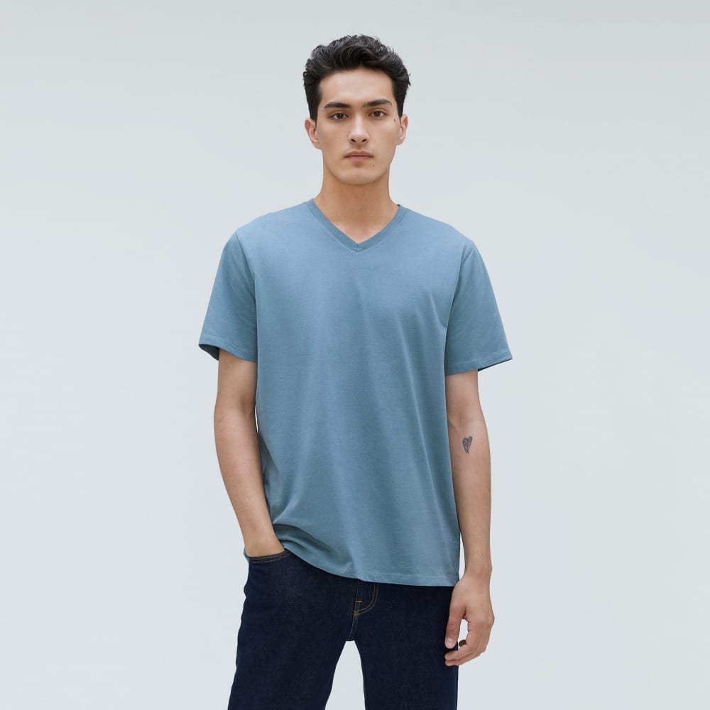 The Organic Cotton V-Neck Tee | Greyish Blue