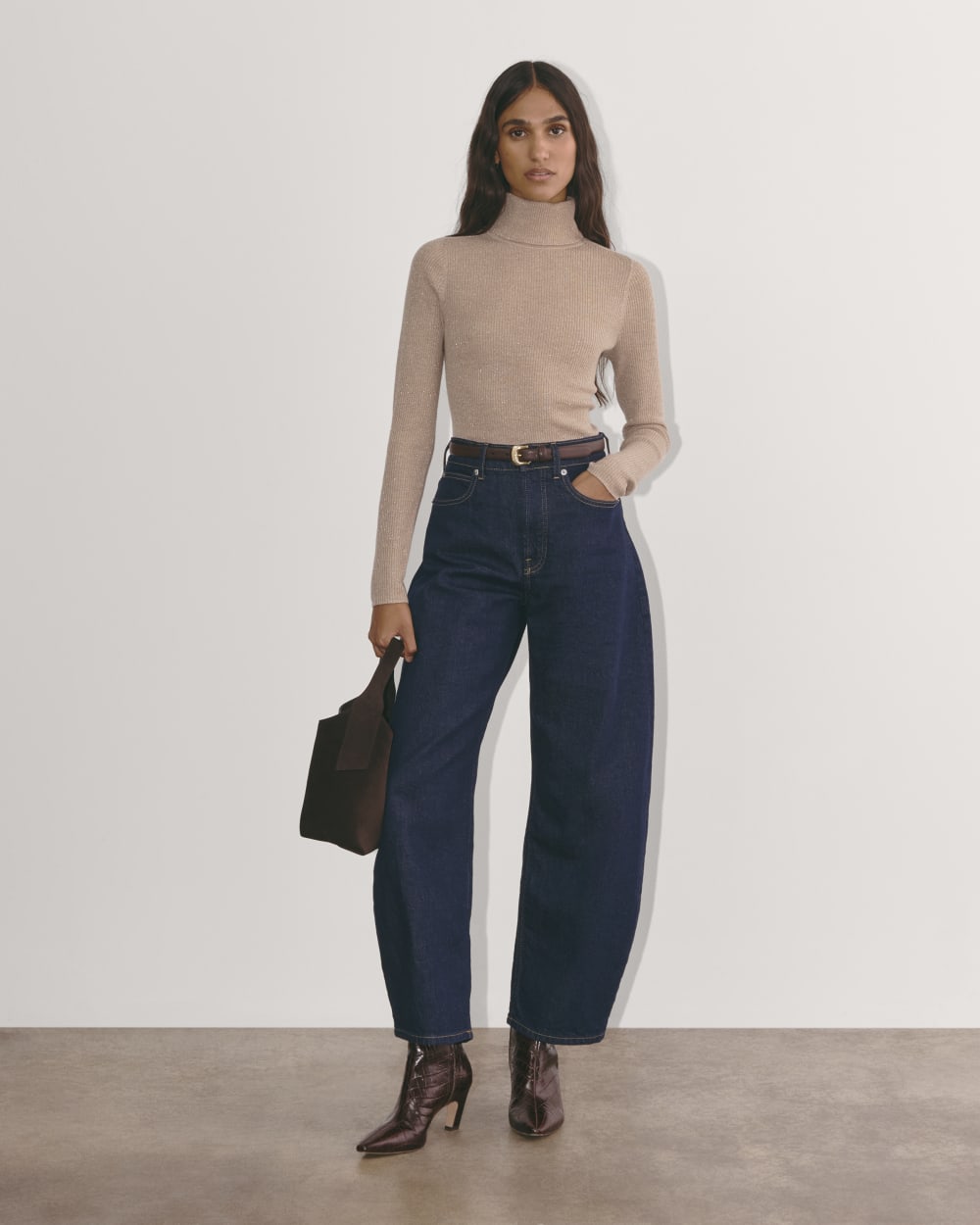 The Turtleneck in Lurex Merino | Rose Gold