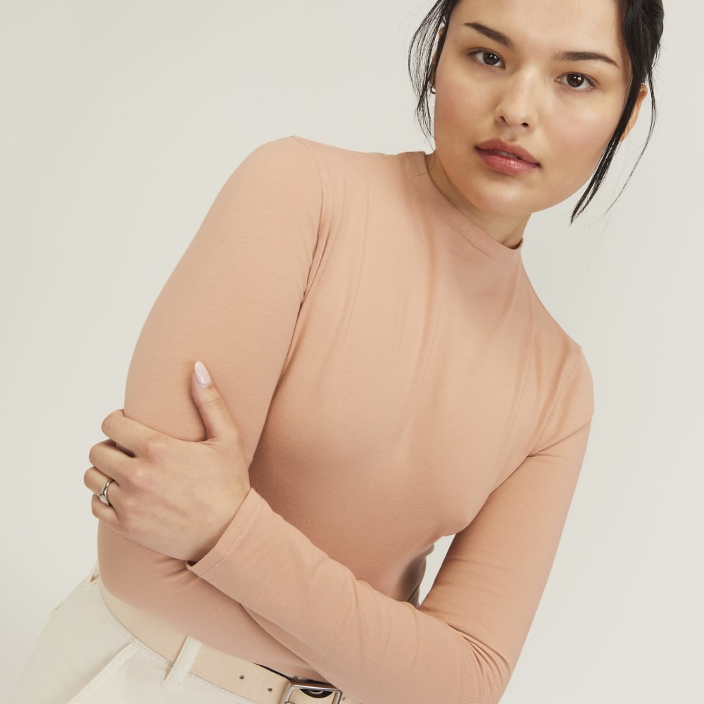 The Supima® Form Funnel Neck Tee | Blush Pink